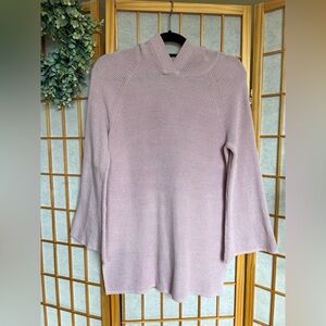 Waffle Knit Hooded Sweater Small Blush Pink Bell Sleeve Cozy Pullover Top